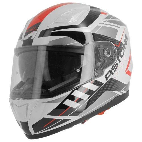 Astone Helmets - Casque de moto GT900 Street - Casque intégral large vision - Casque de moto intégral homologué - Casque de moto mixte en polycarbonate - White/red L