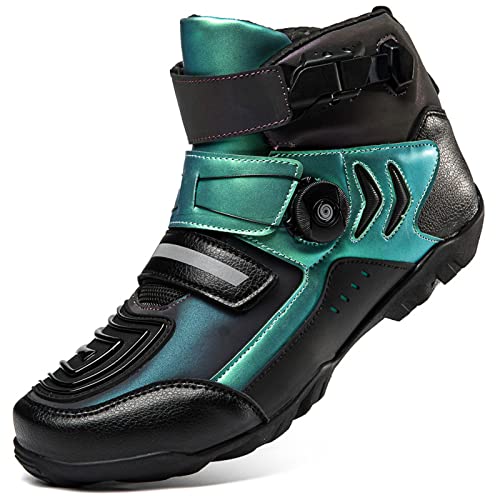 Botas de moto, decoloración por la noche, botas de moto de cross, transpirables, botas de moto de calle reforzadas para hombres, regalos de motorista para hombres ( Color : Green , Size : 43 EU )