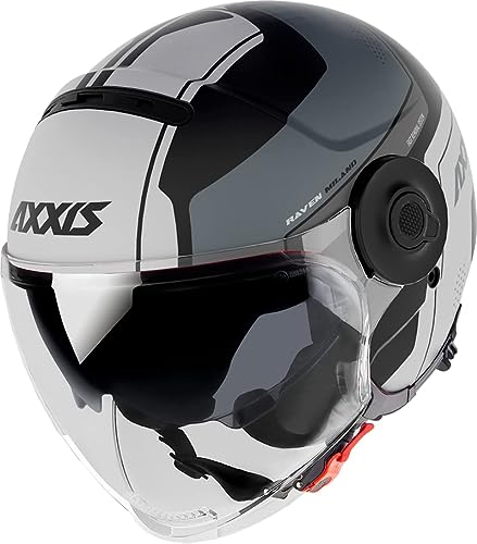 AXXIS Casco Moto Jet OF509 Raven SV Milano A1 Blanco Mate con Gafa Solar HOMOLOGADO (M)