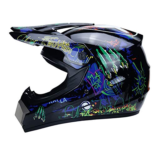 DYOYO Casco Profesional Motocross Offroad con Gafas Máscara Guantes Cascos Motocross Dirt Bike ATV Motocicleta Casco Guantes Gafas ECE Homologado Ideal para Niño Adultos Bicicleta