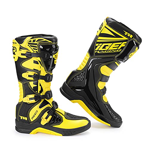 Sebasty Botas de Motocross Motocicleta Enduro Motocicleta de Carreras Profesional Motocicleta Todoterreno Zapatos para Lancha Motora Botas de Carreras,44