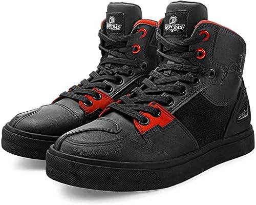 Grapelet Zapatos Moto Hombre,Botas Moto Transpirables,Zapatos Motocross Casuales Con Cuero Reforzado,Correas De Tobillo,Antideslizantes,Cremallera Lateral(Negro,46EU)