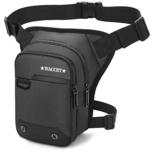 WACCET Bolsa Pierna Moto para Hombres y Mujeres, Bolsa de Pierna Tactica Impermeable Riñoneras Hombre Pierna Multifunción Riñonera Pierna Moto para Ciclismo, Senderismo, Pesca, Escalada. (Gris)