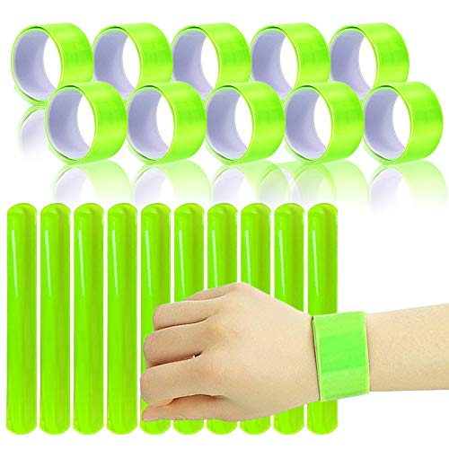 Gxhong Reflectante Banda, Brazalete de Seguridad Alta Visibilidad Cintas Reflectantes Usado para Exterior Correr Montar a Caballo Bicicleta Niño Adulto Brazo Pierna Muñequera 20Pcs Fluorescencia