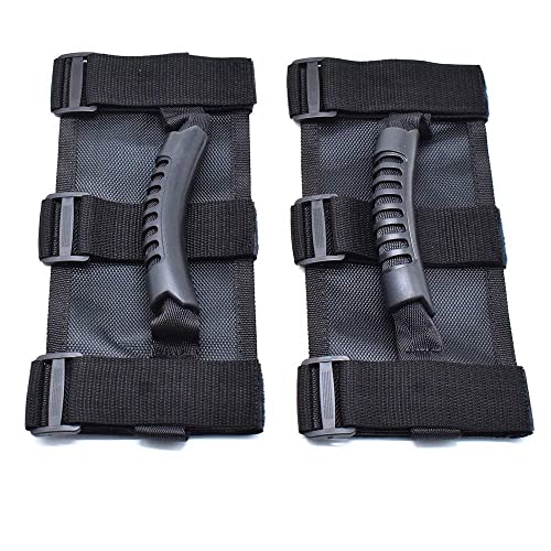 Tiradores para barra de rodillos, correas compatibles con Wrangler YJ TJ JK JL & Gladiator JT 1985-2020, 2 asas de agarre negro