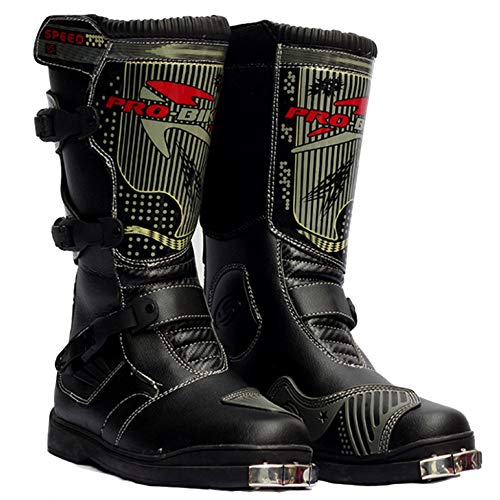 MERRYHE Botas Altas para Hombre De La Motocicleta Antideslizante Moto Armored Boot Botas Impermeables De Crucero Resistente Al Calor,Black-40