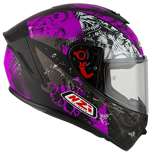 Casco de Moto Integral NZI Trendy Jungle Rosa Mate - Casco Unisex Mujer Homologado ECE (L)