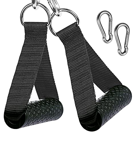 OurTop Mango de Resistencia para Ejercicios, 2 Piezas Nylon Cuerda Tríceps Manija Asas de Resistencia Espuma Polea Gym Asas de Repuesto para Correa de Ejercicios, 2 Piezas Mosquetón