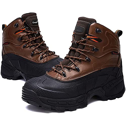 KILCVEM Botas Senderismo Hombre, Botas Militares Tácticas Botas de Combate del Ejército Al Aire Libre Transpirable Duradero Todo Terreno Seguridad Zapatos de Trabajo,Brown-42(UK8.5)