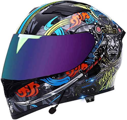 Casco Abatible Con Bluetooth, Casco De Moto Integrado, Casco Integral Con Doble Lente Antivaho, Casco De Scooter Con Certificación ECE Unisex B1,M=57-58CM