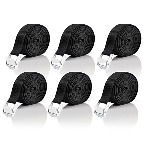 6 Piezas Cinchas de Amarre, Cinchas de Sujeción con Hebilla de Carga Ajustable, Cinchas de Amarre Rapido Cinchas para Automóviles, Moto, Equipaje, Artículos para El Hogar 2.5cm x 1m (Negro)