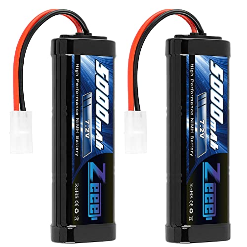 Zeee RC NiMH Batería 7.2V 5000mAh NiMH Batería para RC Car RC Truck HPI Losi Kyosho Hobby para RC Cars Avión Helicóptero Barco (2 Paquetes)