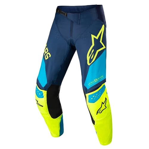 Alpinestars Techstar Factory Classic Pantalones de motocross (Blue/Fluo Yellow,32)