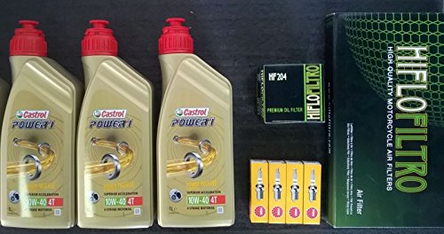 Kit de revisión para Yamaha FZ6 600, con filtro de aceite, filtro de aire, bujías y aceite Castrol, 10W-40 4T