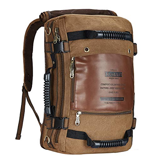 KAUKKO Mochila de Senderismo Piel al aire libre Mochila Excursion Multifuncional Bolsa Mochila para Hombre Mujer 22L (Caqui)