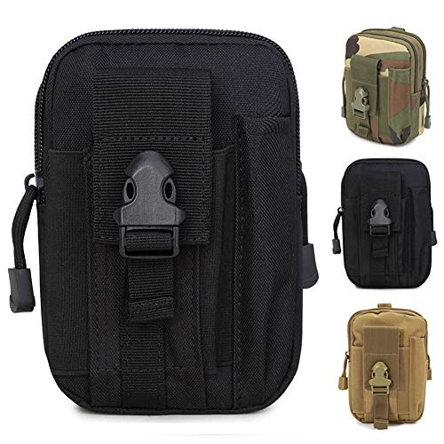 ZhaoCo Bolsa Compacta MOLLE EDC de Táctico, Bolsa de Cintura 1000D Nylon, Riñoneras para Herramientas Pequeñas de Multiusos Teléfono Móvil al Aire Libre Deportes Senderismo Camping (Negro)