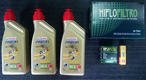 Kit de revisión para Yamaha MT-03 06/12, con filtro de aceite, filtro de aire, bujía, Castrol Power 1 10W40