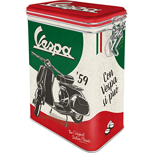 Nostalgic-Art Caja de café Retro Vespa – Italian Classic – Idea de Regalo para Amantes as Scooters, Metal, Diseño Vintage, 1,3 l