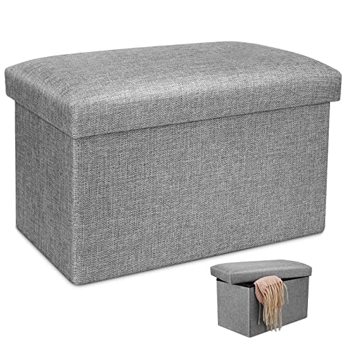 Venga amigos Cajas Organizadoras 40 x 25 x 25 cm Caja Almacenaje Juguetes Plegable de Almacenamiento Banco Otomano Taburete de Lino para Dormitorio Pasillo Sala de Estar Ropa Libros