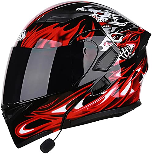 STTTBD Visera antivaho Casco abatible con Bluetooth Casco de Motocicleta Casco Integral Manos Libres, sin Ruido, contestador automático Casco Certificado ECE/Dot E,XL=(60-61CM)