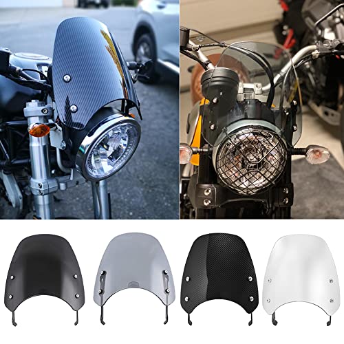 FATExpress Deflector de Viento del Parabrisas de la Motocicleta para Ducati Scrambler 400 800 803 Street Classic Icon Mach Sixty2 Full Throttle Desert Sled 2015 2016 2017 2018 2019 2020 (Humo Ligero)