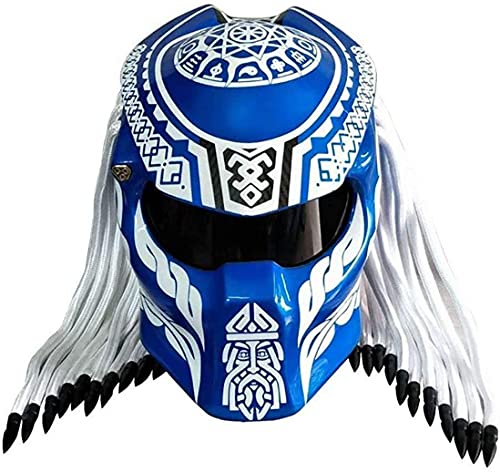 MOMOJA Casco De Motocicleta Fibra De Carbono, Casco Integral para Hombre, Casco Modular Integral con Certificación De Seguridad ECE Blue,L