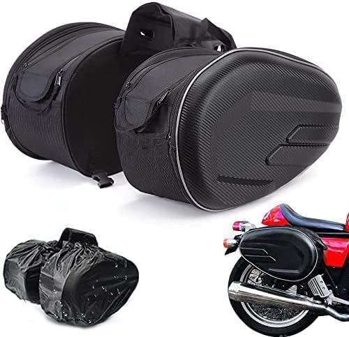 JFG RACING -Alforjas Moto, Alforjas para Motocicleta,Maletas Moto Laterales Impermeable para Viaje, 36 L - 58 L, Pareja Bolsas Side Capacidad Ampliable-Negro, 2 Unidades