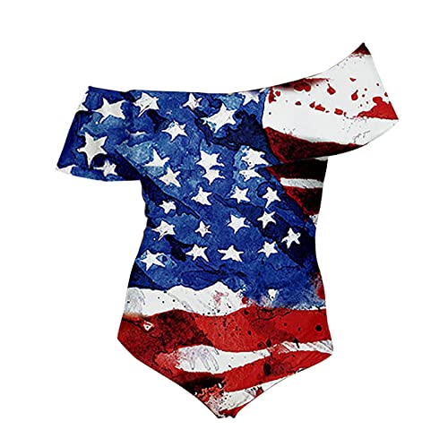 Moda Sexy Lady Athletic USA Bikini USA Independence Day 4 de julio Sexy Siamesa Impreso Trajes de baño Burkini Bañador Mujer, c, XS