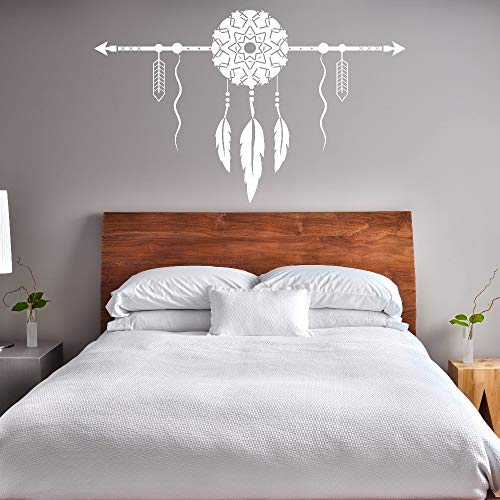 Boho Style Dreamcatcher Etiqueta de la pared Decoración del dormitorio del hogar Atrapasueños con flechas Arte de la pared Mural Creative Wall Decal A3 57x36cm