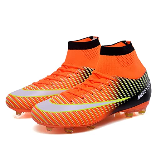 Botas De Fútbol Para Hombre, Zapatillas De Fútbol Sala De Alta Gama Para Exteriores, Calas De Fútbol Juvenil Transpirables Y De Gran Agarre Para El Entrenamiento ( Color : Orange , Size : 41 EU )