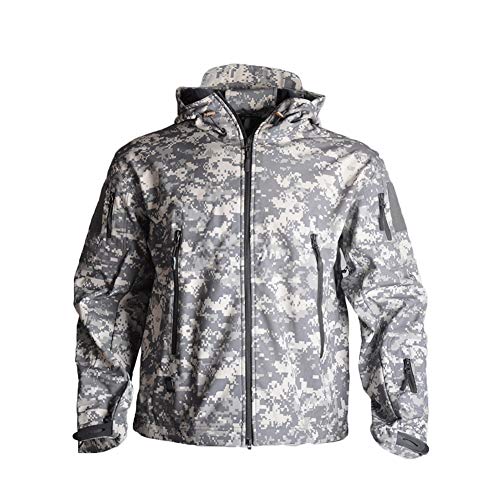 Frolada Chaqueta cortavientos impermeable a prueba de viento invierno y otoño abrigo hombres Faux Fleece Zips chaqueta con capucha de senderismo/esquí/pesca/camuflaje al aire libre gris 4XL