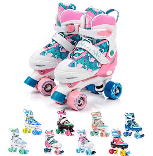 meteor Retro Patines Disco Roler Skate Patines en Paralelo 4 rueadas Quad Skate Patines de Hielo para niños de Adolescentes y Adultos tamaño Ajustable del Zapato (L 39-42, Eden)