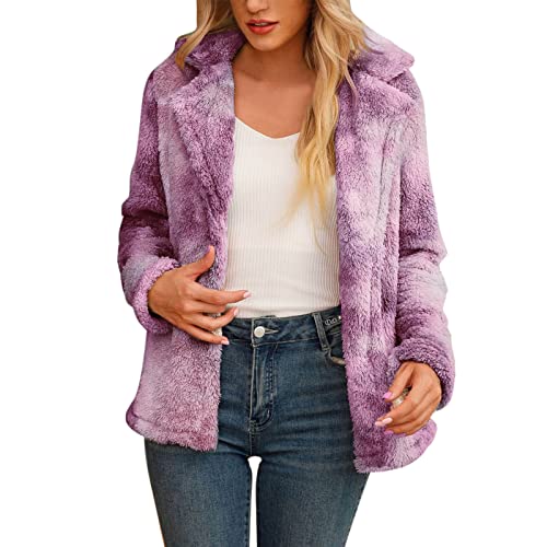 Chaqueta de Vellón Casual de Mujer Manga Larga con Botones y Bolsillos Abrigo Mujer Invierno Reversibles Chaqueta Felpa Calentar Sudadera Outwear Parker Mujer Liquidación Venta Baratos(A Púrpura,M)