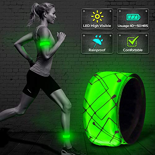 ELANOX - Pulsera LED para Deportes al Aire Libre, Reflector, luz de Seguridad, para Ciclismo, Correr, Cochecito (Verde 1 Pieza)