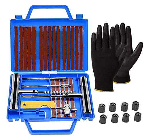 ZCENTER Kit Reparación Neumáticos 38pcs Herramienta de Reparación de Pinchazos para Neumaticos Kit antipinchazos Coche 20 tilas de repalacion (repala neumatico)