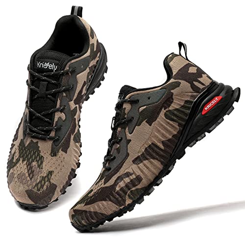 Kricely Zapatillas de Trail Running Hombre Outdoor Antideslizantes Transpirables Zapatos de Senderismo Zapatillas Trekking Tenis Calzado Deporte Ligero Casuales Sneakers Camuflaje 43.5