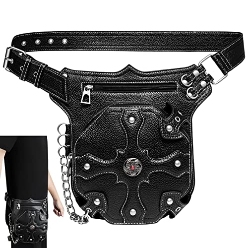 Riñonera Steampunk | Riñoneras Steampunk Fanny Pack - Moda Retro Cuero Motocicleta Pierna Monedero Bolso de Hombro para niñas Mujeres Generic