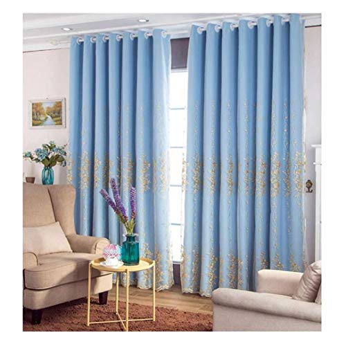 Cortinas Opacas 2 Capas, Cortinas Con Ojales Bordadas Elegantes, Cortina Opaca/Gasa, Dormitorio Niñas, Sala Estar, Habitación Para Niños, Cortina Con Aislamiento Térmico,Blau-W150*H270cm