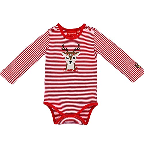 BONDI Body de manga larga a rayas Lausmadl, para niña, número de artículo 86559, Rayas rojo/blanco., 2 mes