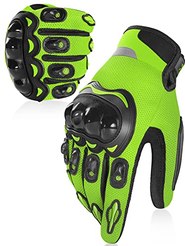 COFIT Guantes de Moto de Verano para Hombres y Mujeres, Malla Transpirable Guantes de Moto con Pantalla Táctil para Equitación BMX ATV MTB, Motocicleta, Carreras de Carretera, Bicicleta Verde XXL