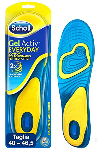 Scholl GelActiv, Plantillas de Hombre en Gel para Uso Diario, Comodidad para Todo el Día, Pack 2 Plantillas, Talla 40-46,5