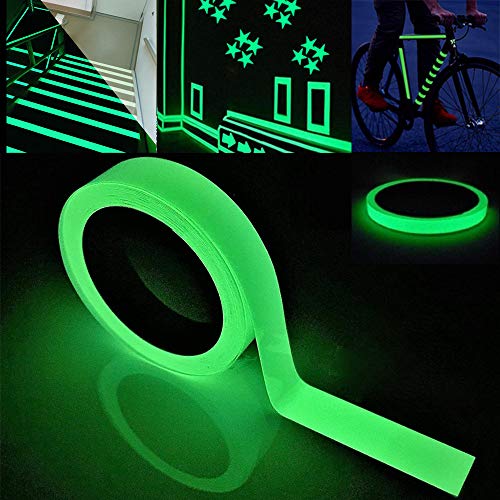 FULARR 10m X 2cm Premium Pegatina de Cinta Luminosa, Glow in The Dark Tape, Cinta Adhesiva de Seguridad Autoadhesiva Fluorescente, Extraíble Impermeable Durable Estable Seguridad –– Luz Verde