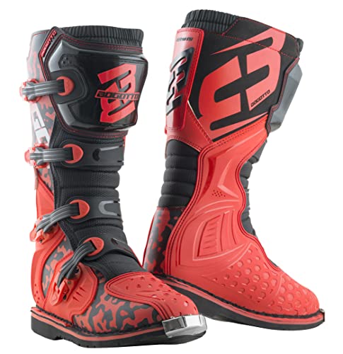 Bogotto MX-3 Camo Botas de motocross (Red/Black,43)