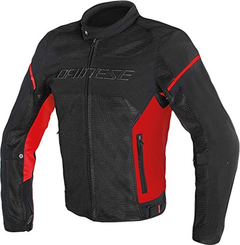 Dainese Air Frame D1 Tex Jacket, Chaqueta Moto Verano, Negro/Rojo/Rojo, 48