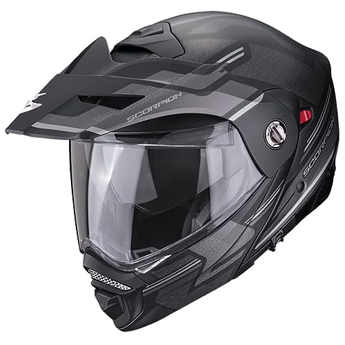 Scorpion ADX-2 Carrera Gris Mate - Casco de Moto Trail Modular P/J + Pinlock - Casco con Visor Solar Homologado ECE (M)