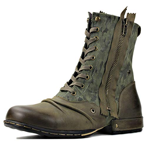 COWSDELLA Botas Hombre Moto Cuero de Moda Militares Vaquero con Cremallera Invierno Chukka Boots