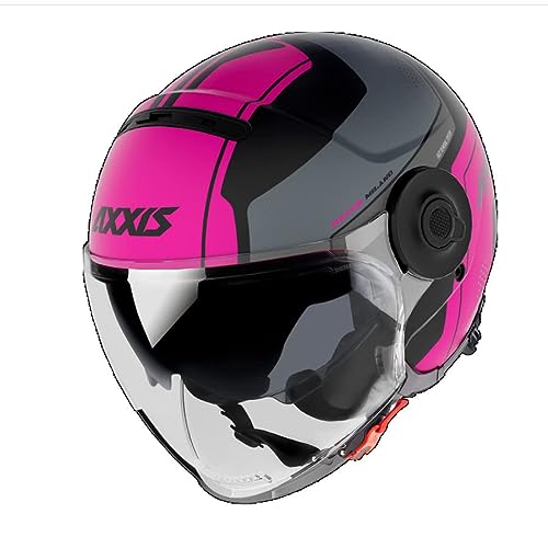 AXXIS Casco Moto Jet OF509 Raven SV Milano B8 Rosa Mate con Gafa Solar HOMOLOGADO (L)