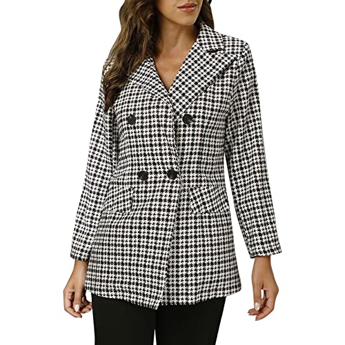 Chaquetas de Traje y Blazers Mujer de Otoño e Invierno Nuevo Chaqueta a Cuadros de Manga Larga con Cuello de Solapa Retro Ropa Mujer Oficina Negocios Casual Blazer Chaqueta Tops Mujer(A02,L)