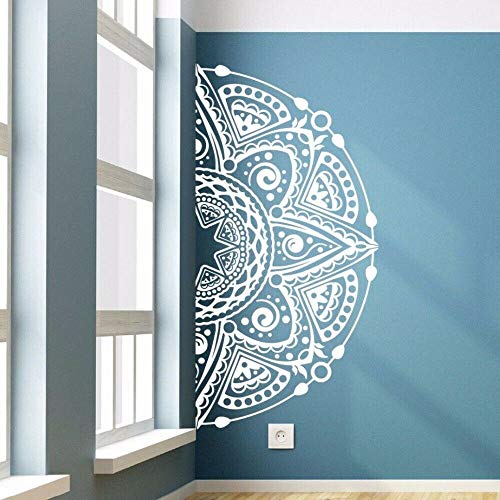 Half Mandala Flower Magic Matrix decor Wall Sticker Meditación Yoga Wall Art Decal extraíble Dormitorio Decoración A8 57x113cm