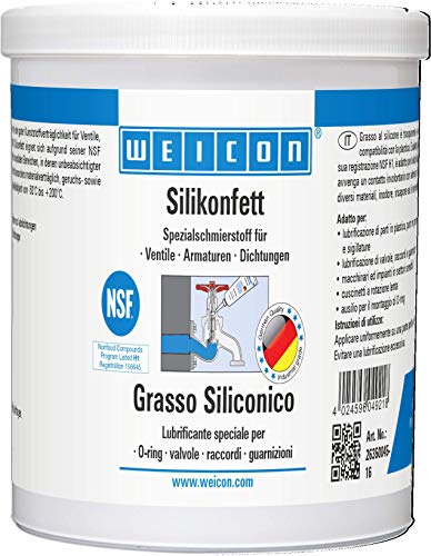 Weicon - Grasa de silicona, 450 g, lubricante para válvulas, empalmes y juntas